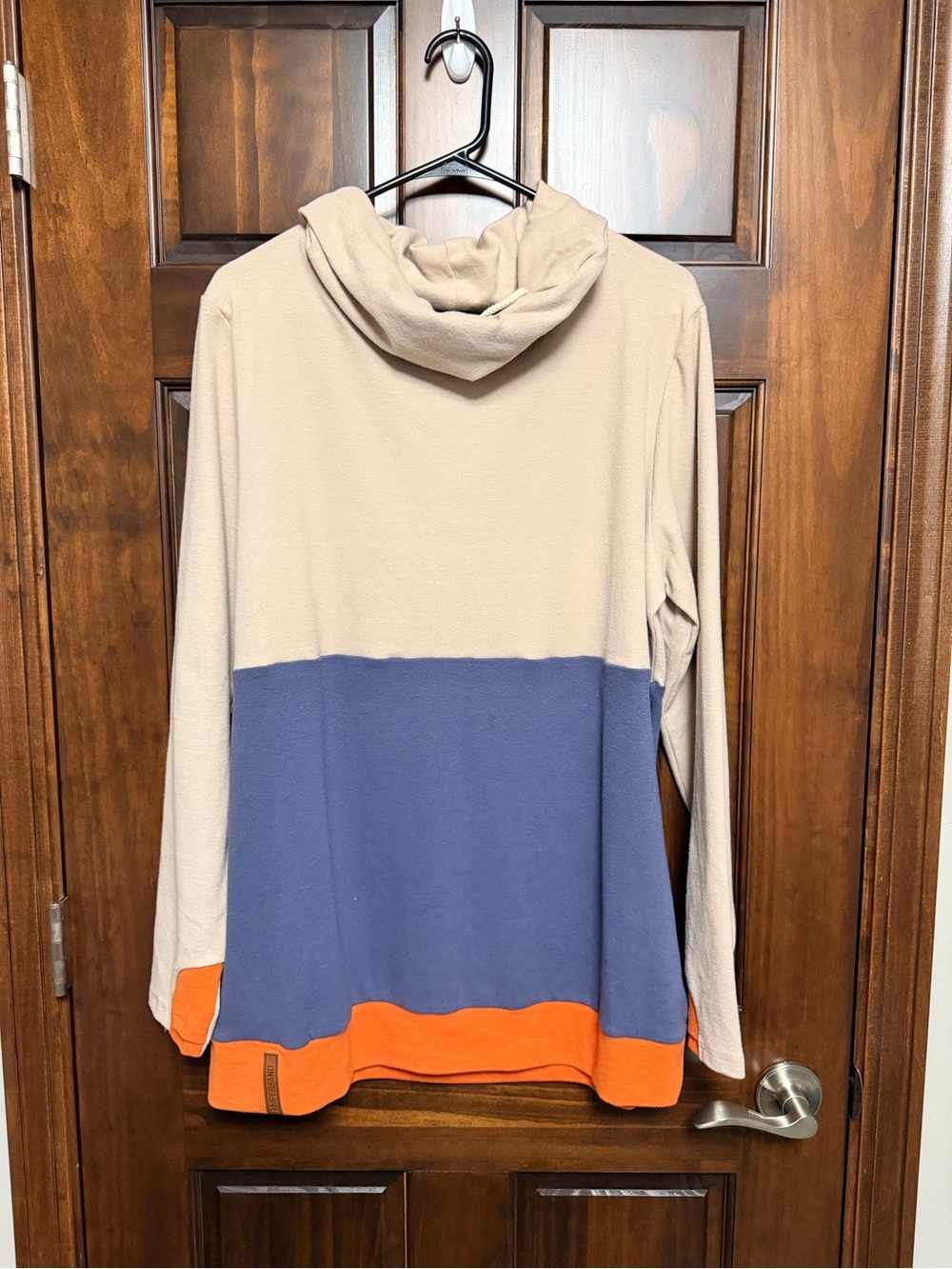 AMPERSAND AVE Beige, Blue & Orange Colorblock Cowl Pullover